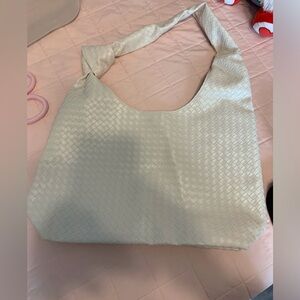 Chic Cream Woven Shoulder Bag